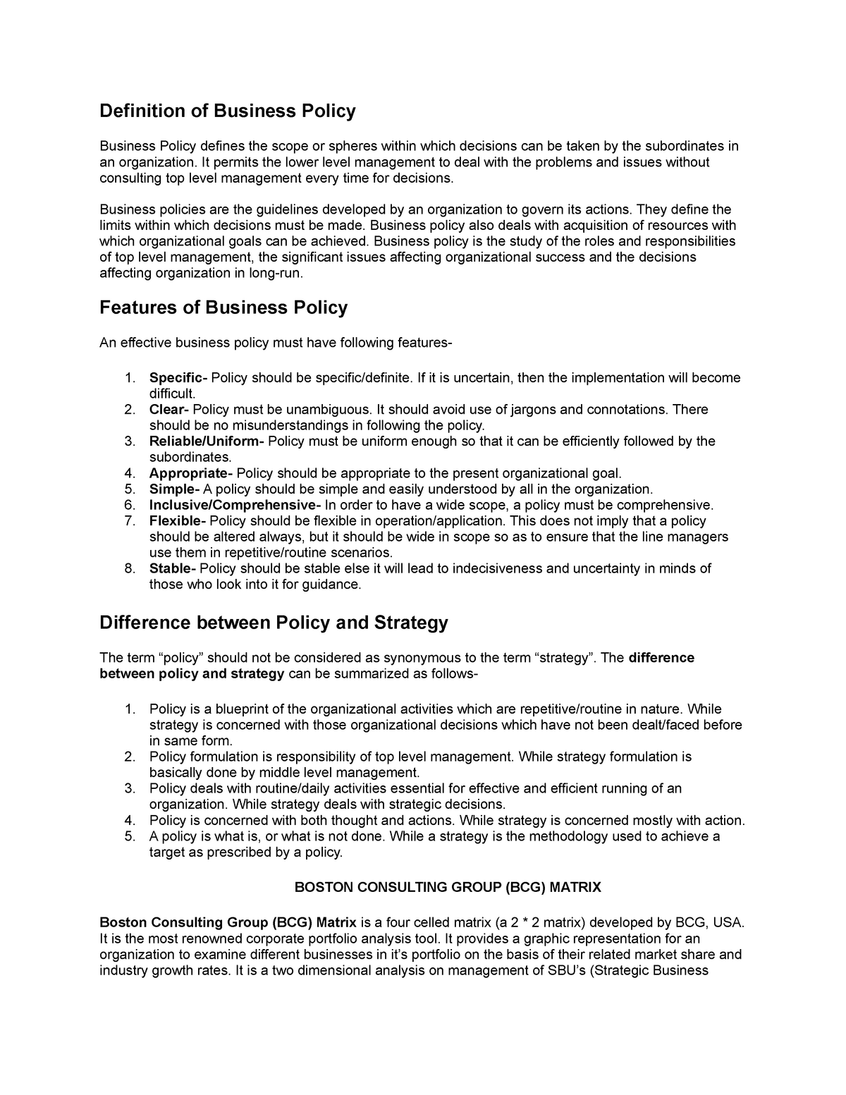 Definition Of Business Policy Definition Of Business Policy Business 