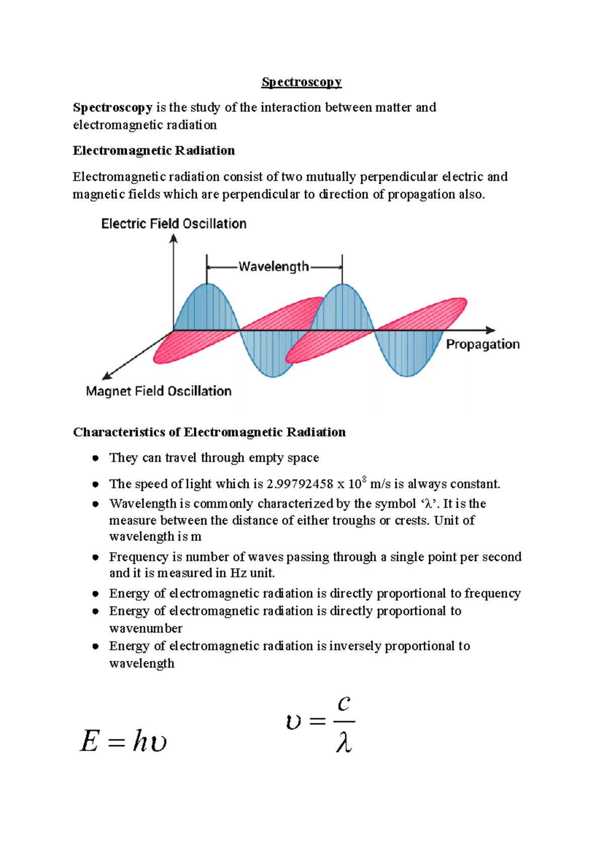 Spectroscopy Notes - Spectroscopy Spectroscopy is the study of the ...