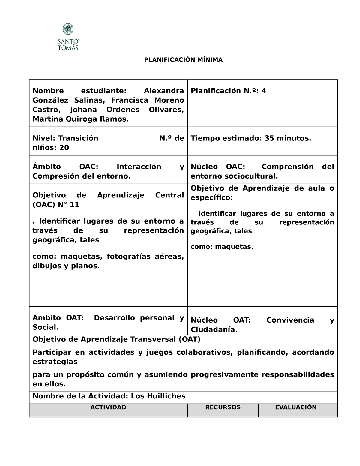 Planificaciones Nivel Medio Heterogeneo - PLANIFICACIÓN MÍNIMA Nombre ...