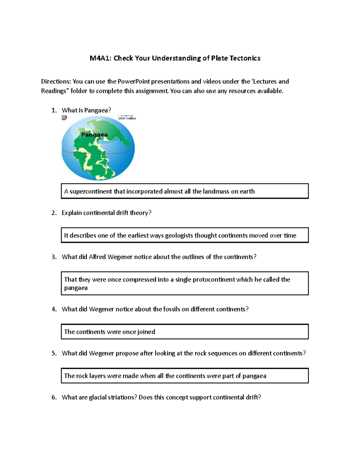 Copy of M4A1 Check Your Understanding of Plate Tectonics M4A1 Check Your Understanding of