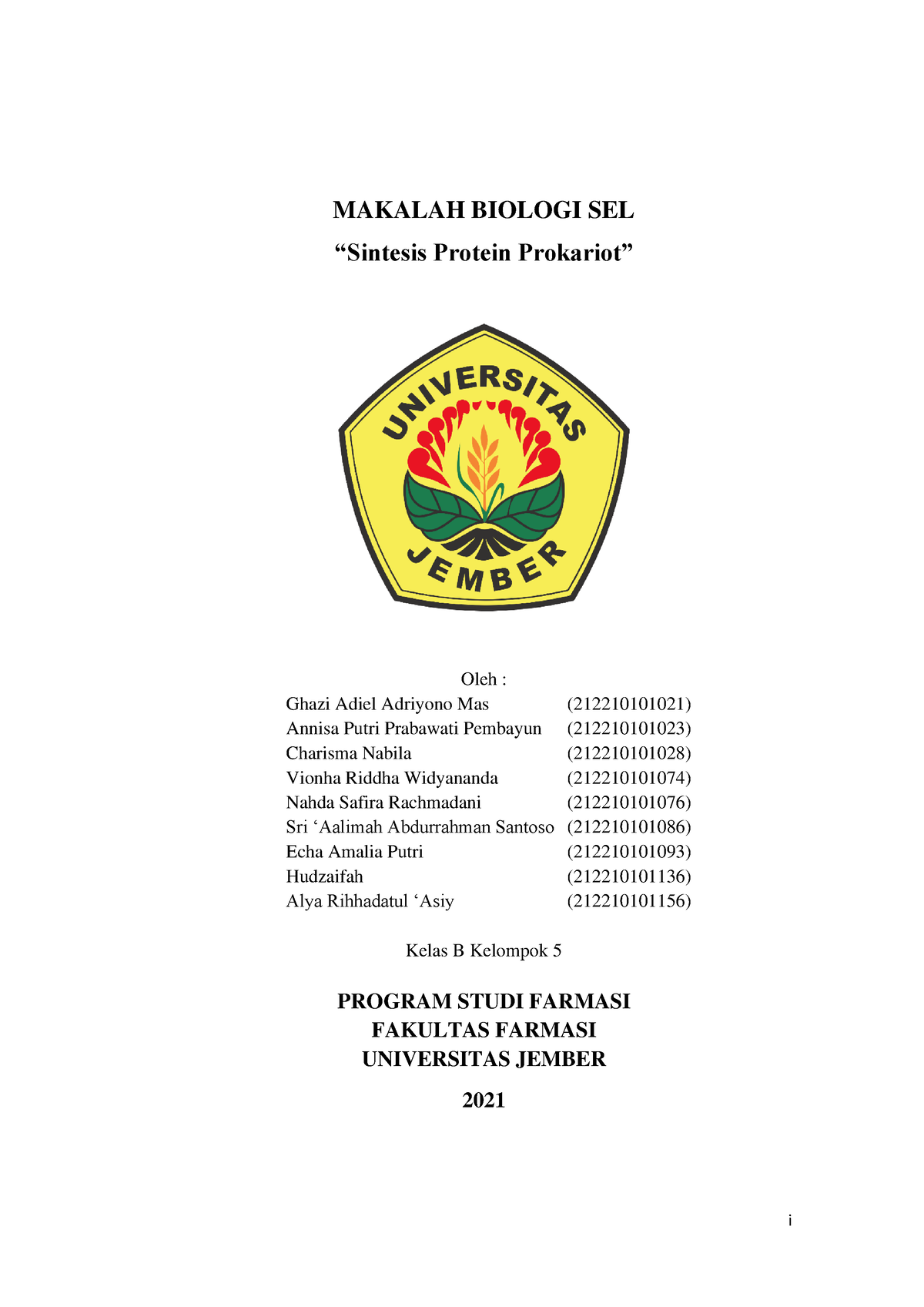 Makalah Biologi Sel_Sintesis Protein Prokariotik - I MAKALAH BIOLOGI ...