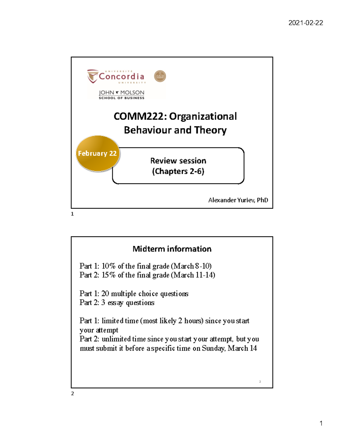 Comm 222 midterm review - COMM222: Organizational Behaviour and Theory ...