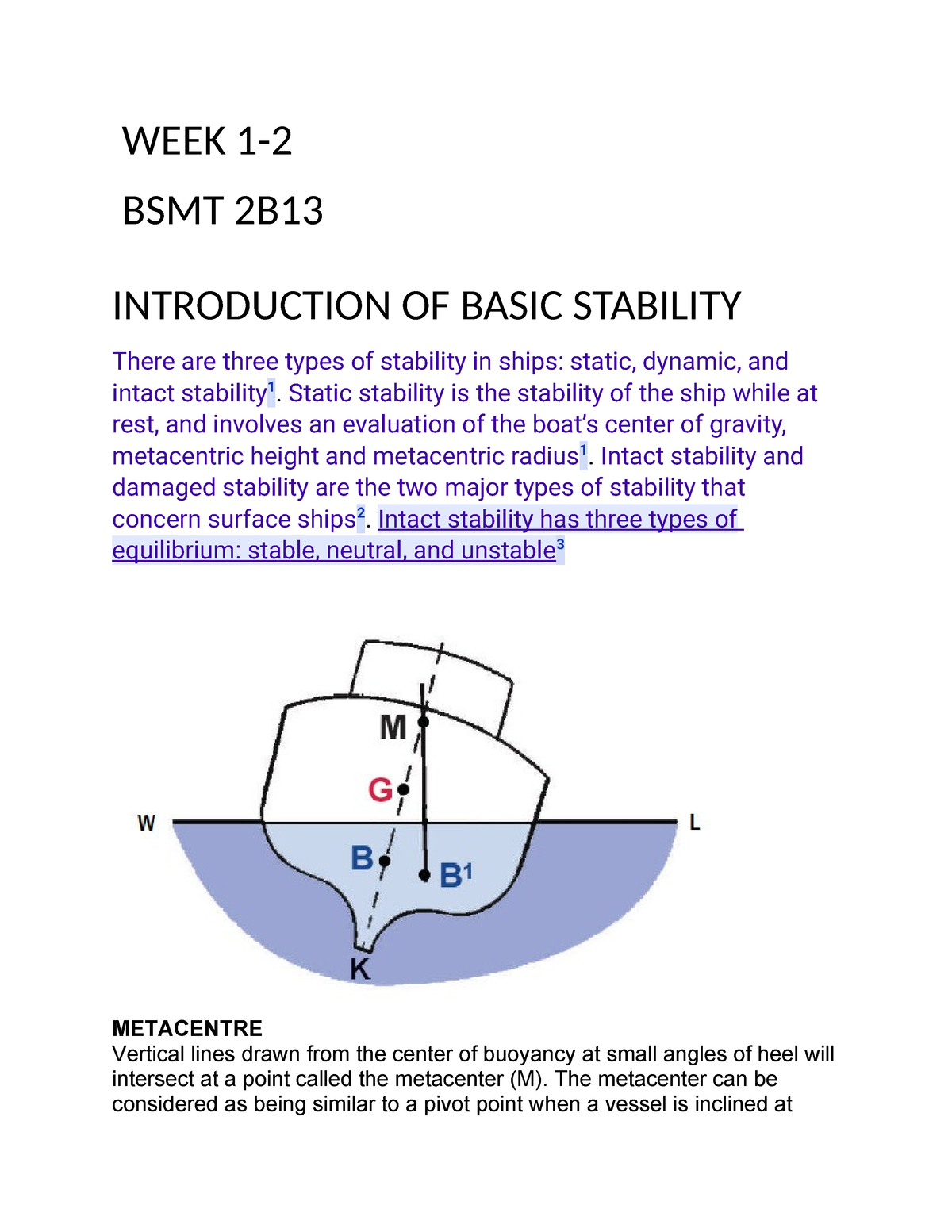 Introduction OF Stability - WEEK 1- BSMT 2B INTRODUCTION OF BASIC ...