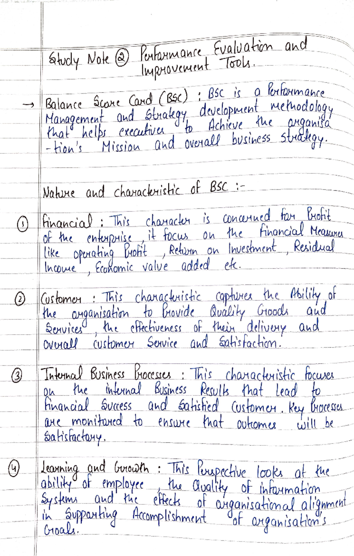 Study NOTE 2 Performance Evaluation - cost and management accountant ...