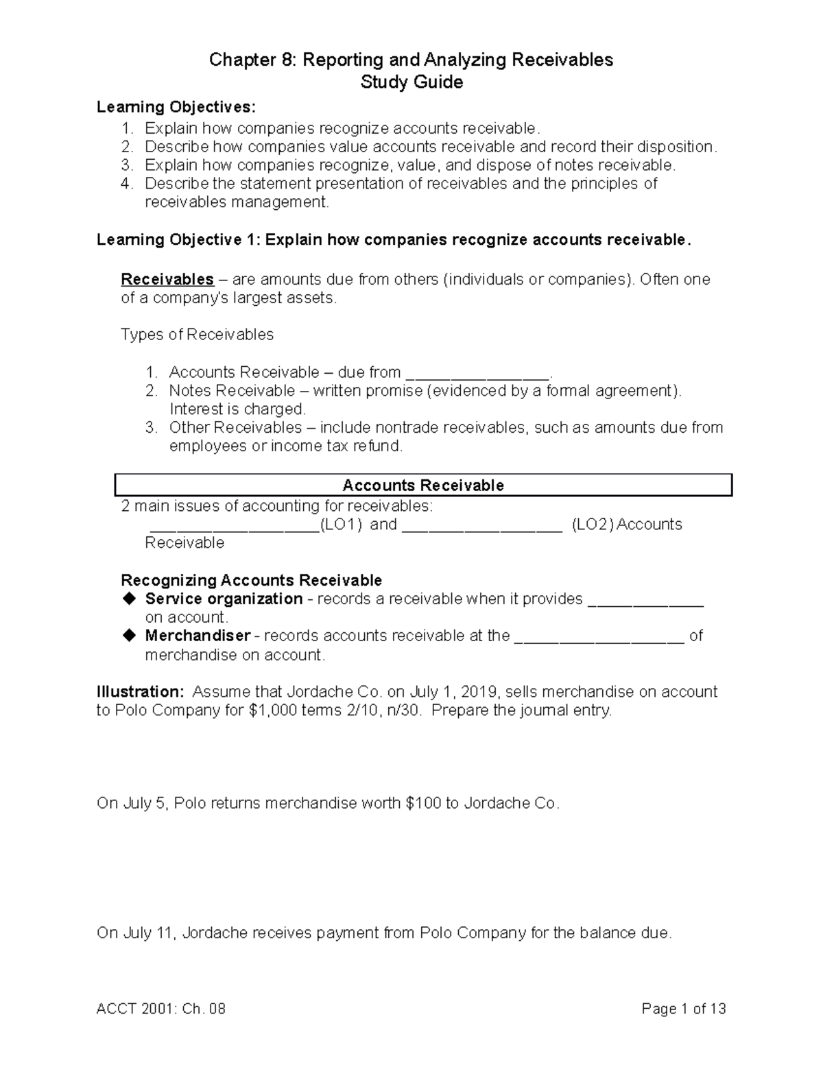 Chapter 8 Study Guide - Study Guide Learning Objectives: 1. Explain how ...
