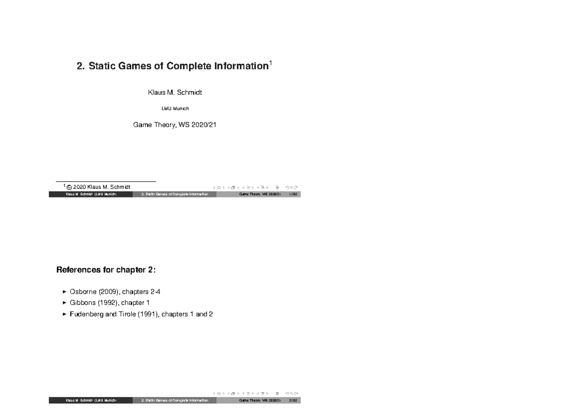 Game+Theory+02 WS20+handout - 2. Static Games of Complete Information 1 ...
