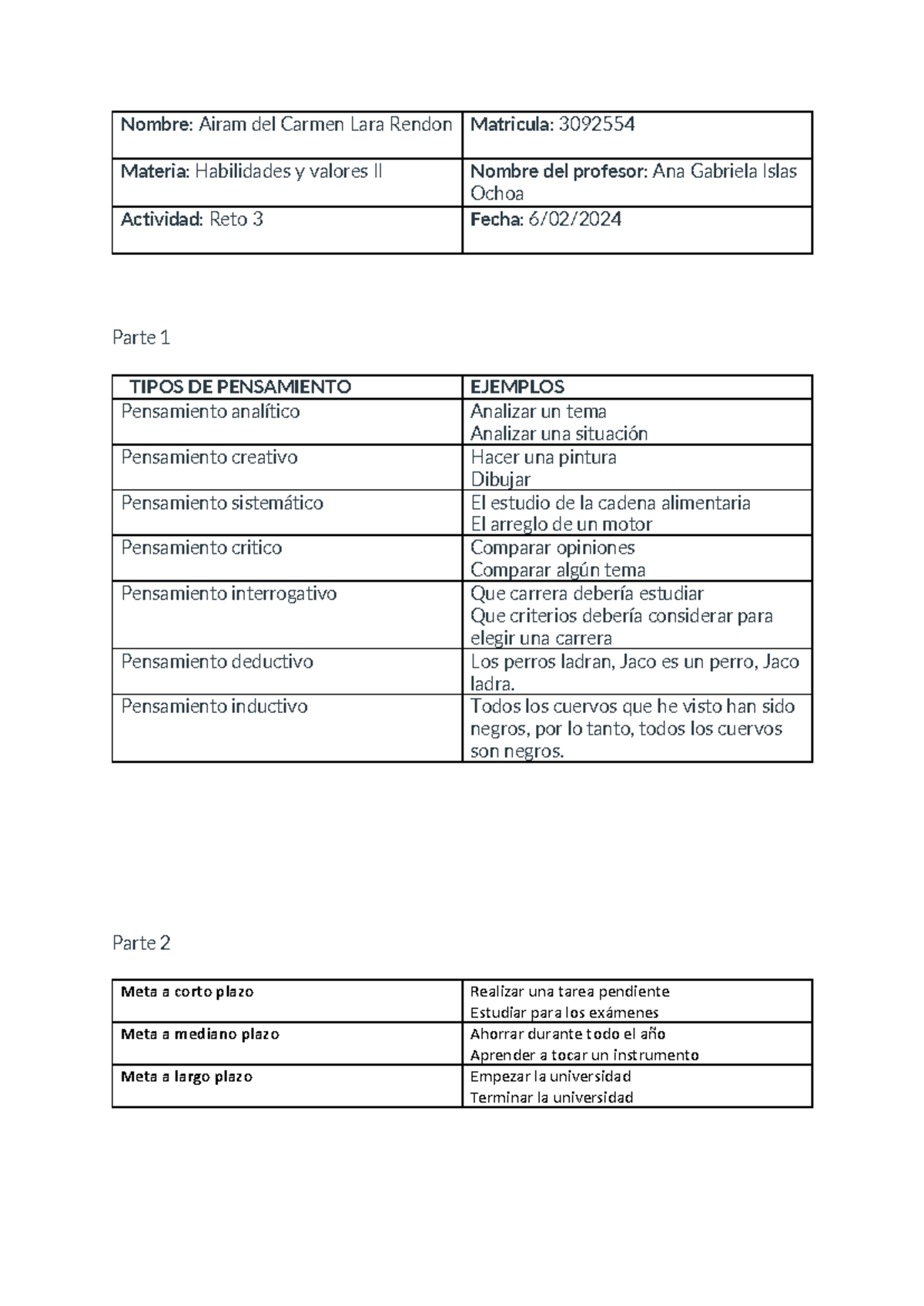 Reto 3-Habilidades Y Valores - Nombre: Airam Del Carmen Lara Rendon ...