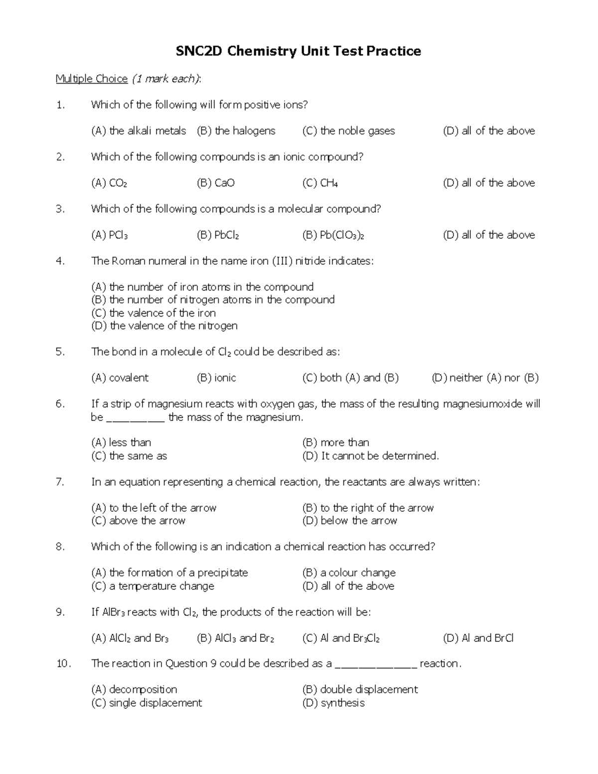 science-grade-10-chemistry-questions-snc2d-chemistry-unit-test