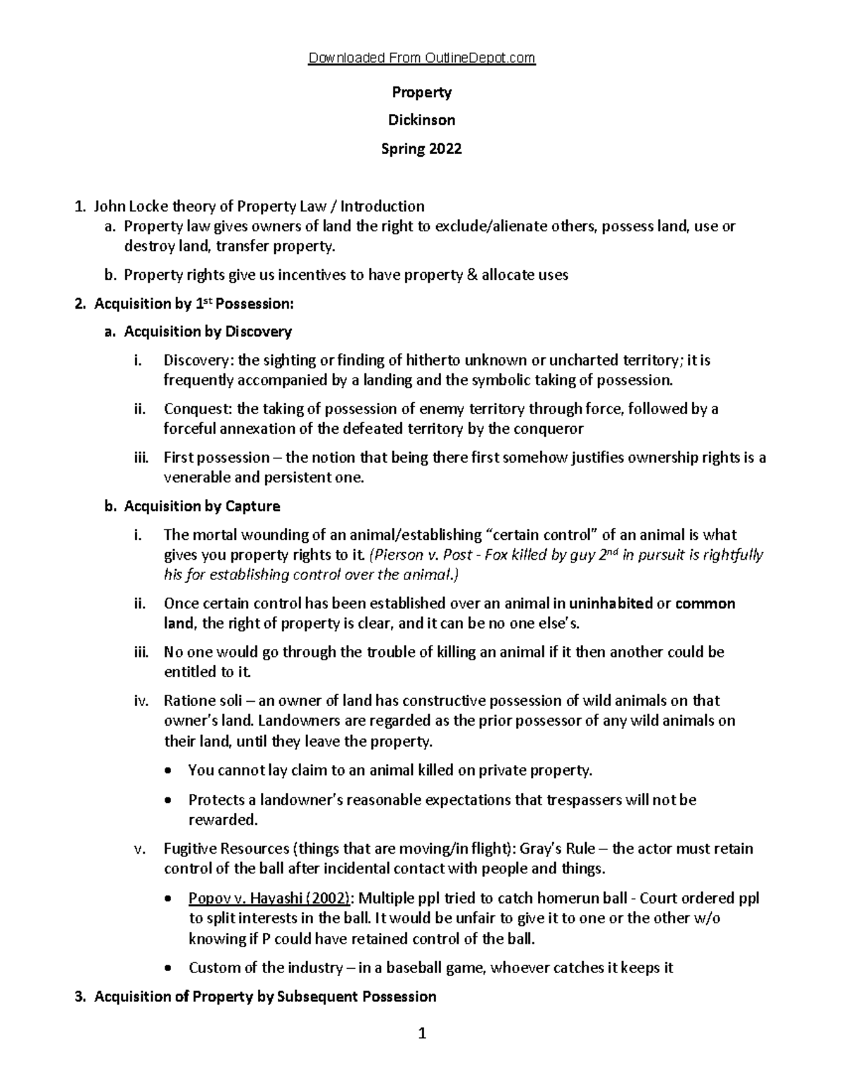 Property Outline Property Dickinson Spring 2022 John Locke theory of