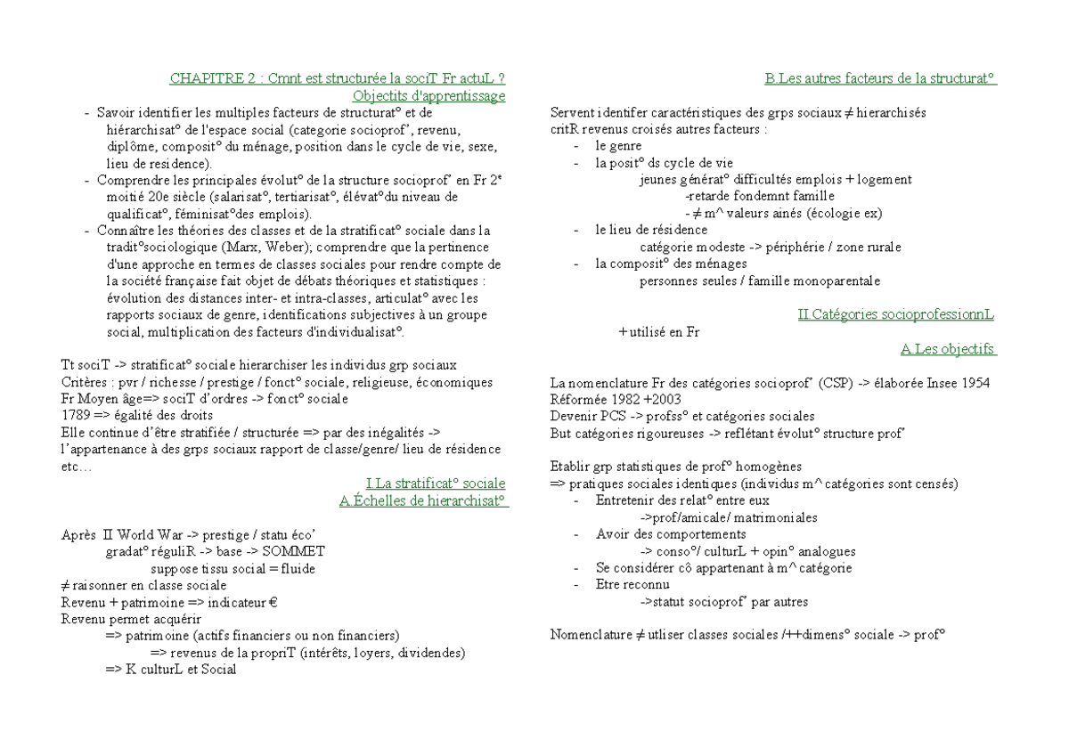 Chapitre 2- structure sociale - CHAPITRE 2 : Cmnt est structurée la ...