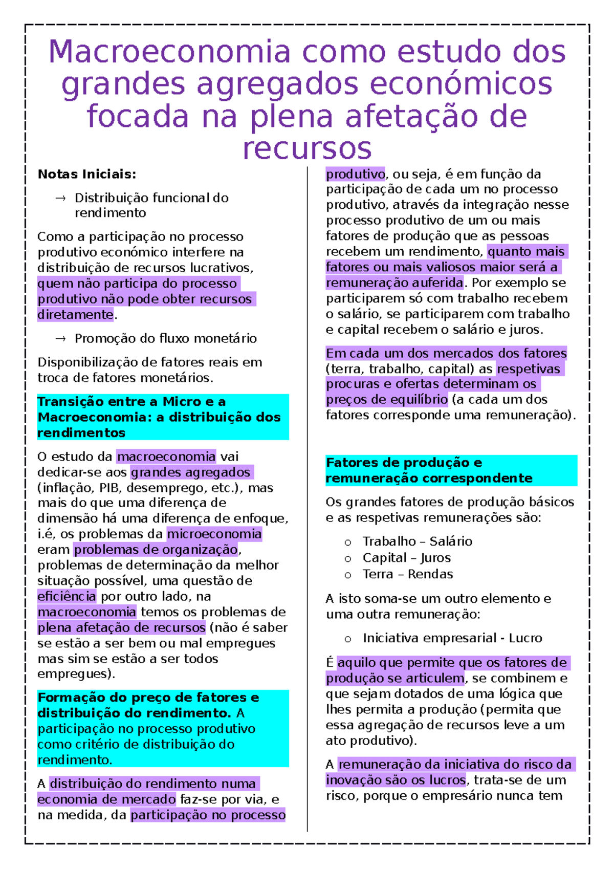 1 - Macroeconomia como Estudo dos grandes agregados económicos focada ...