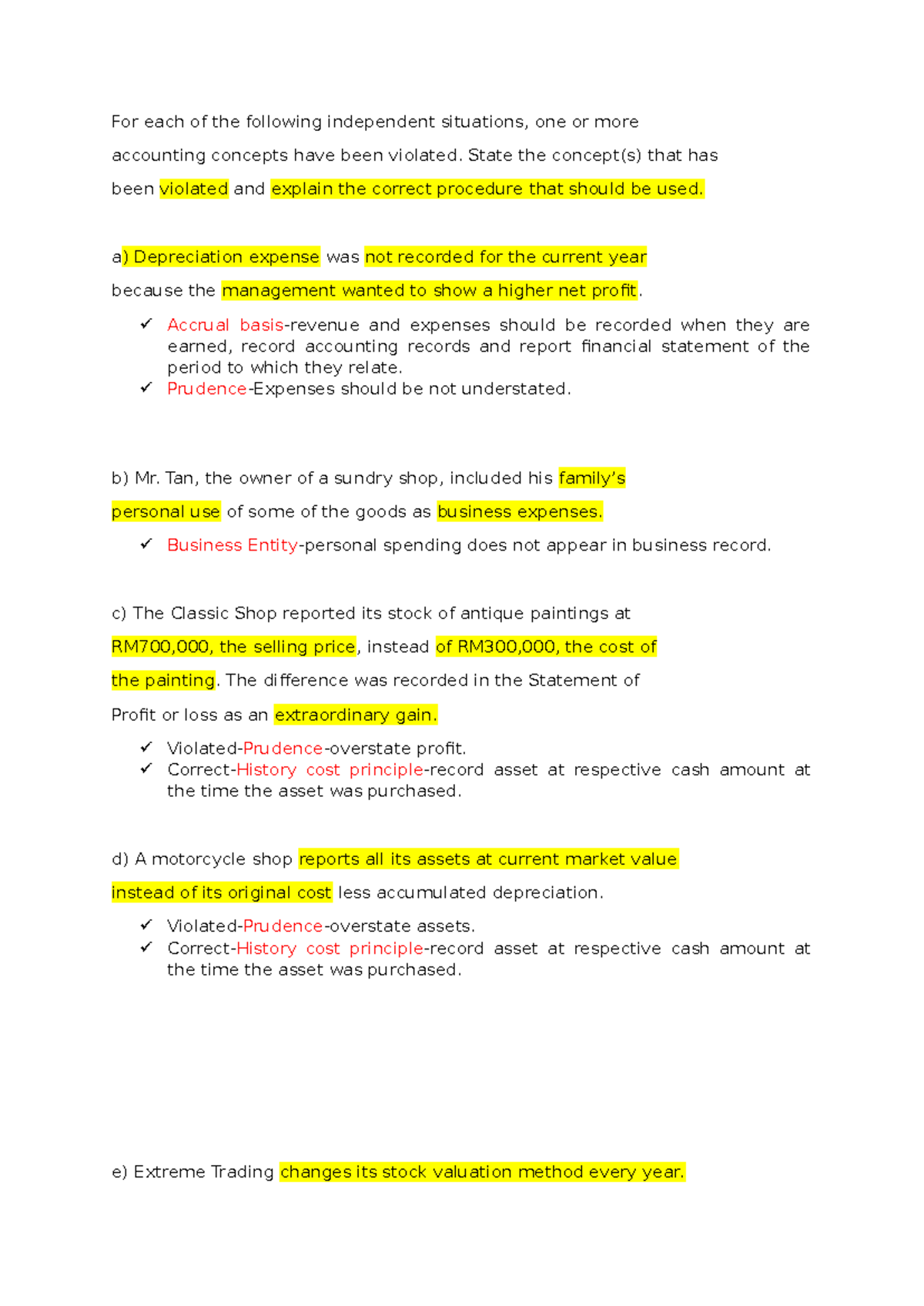 For each of the following independent situations - State the concept(s ...