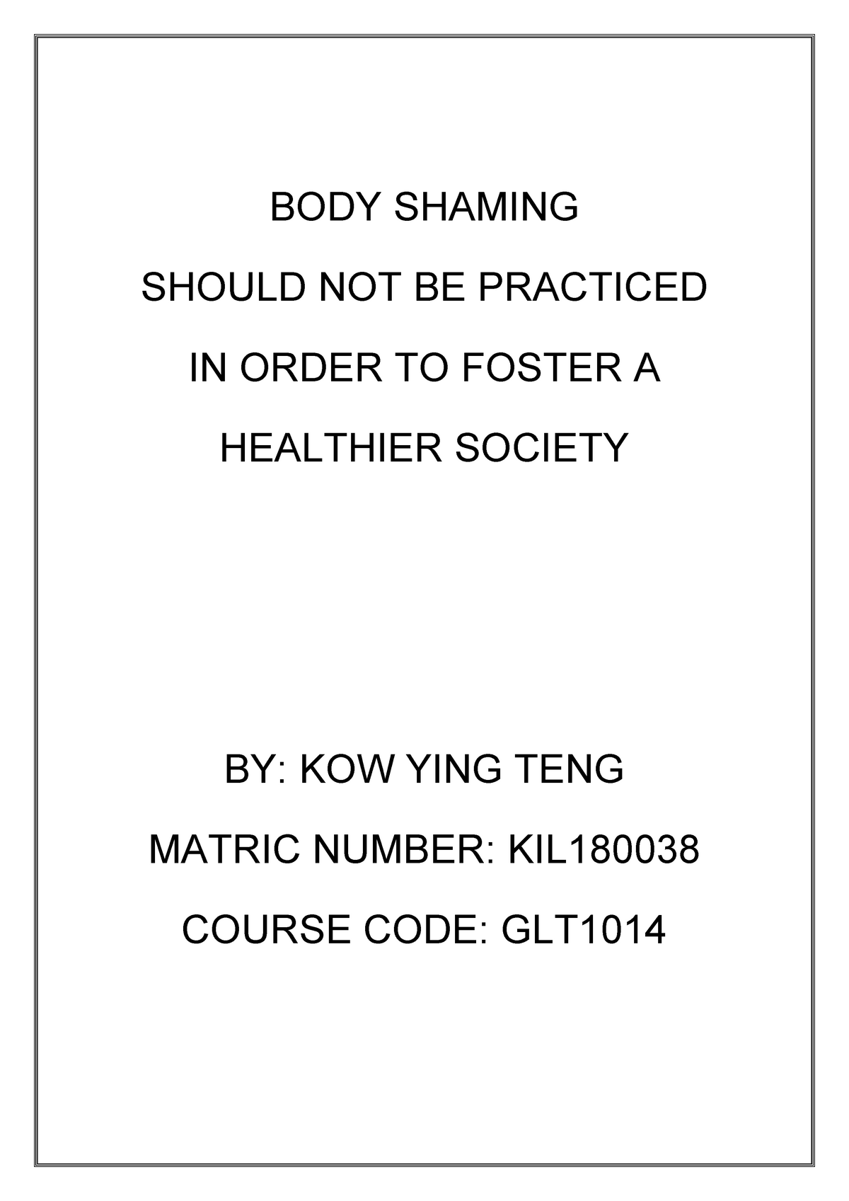 thesis about body shaming