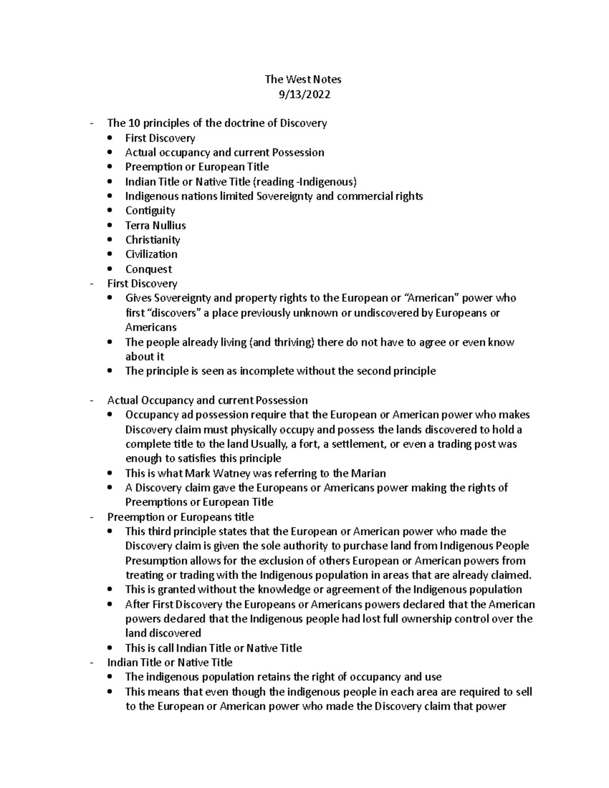 The West Notes - The West Notes 9/13/ The 10 principles of the doctrine ...