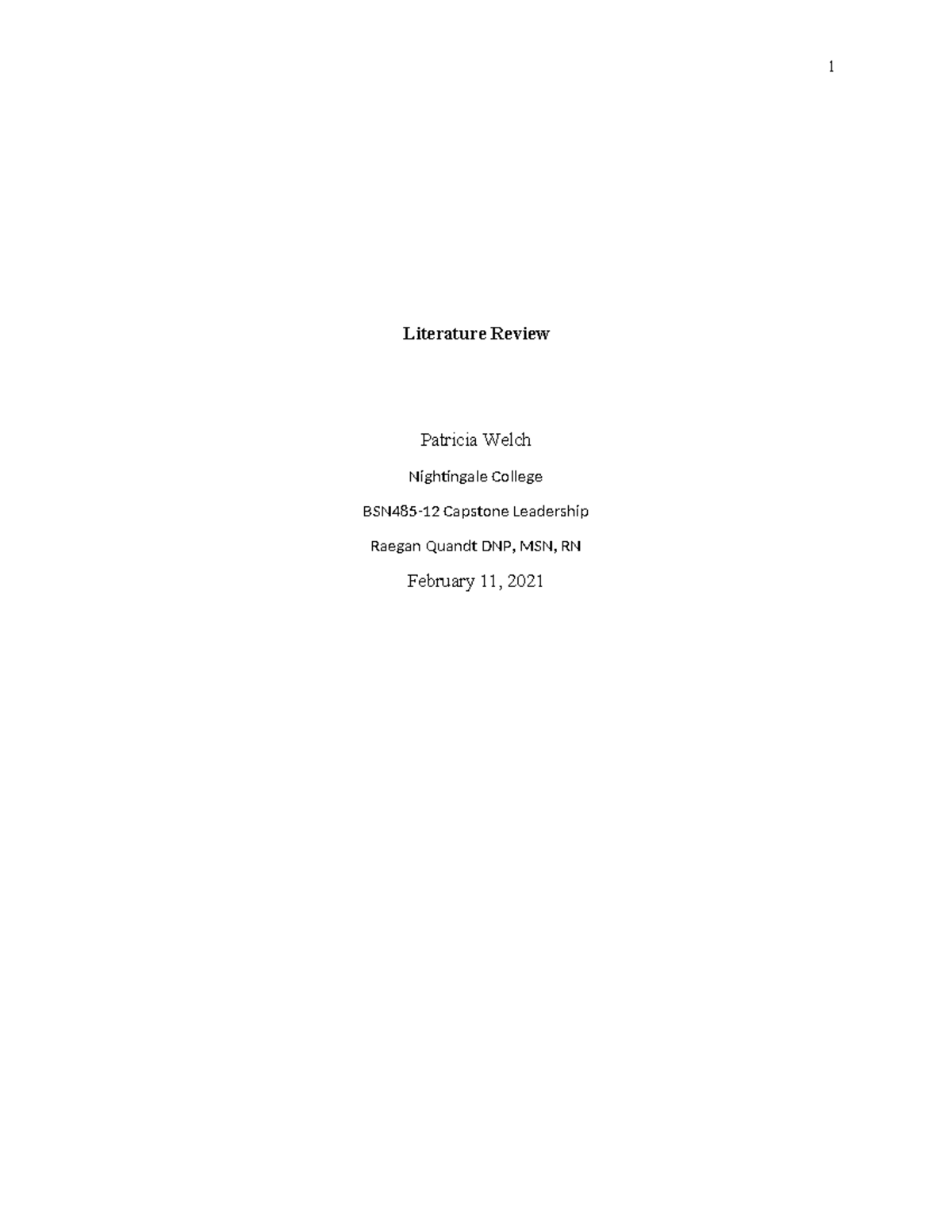 Literature Review - Assignments leading up to the final capstone ...