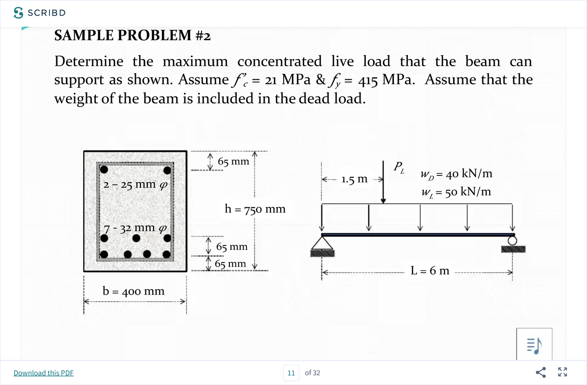 Reinforced Concrete Design Notes - Civil Engineering - SAMPLE PROBLEM ...