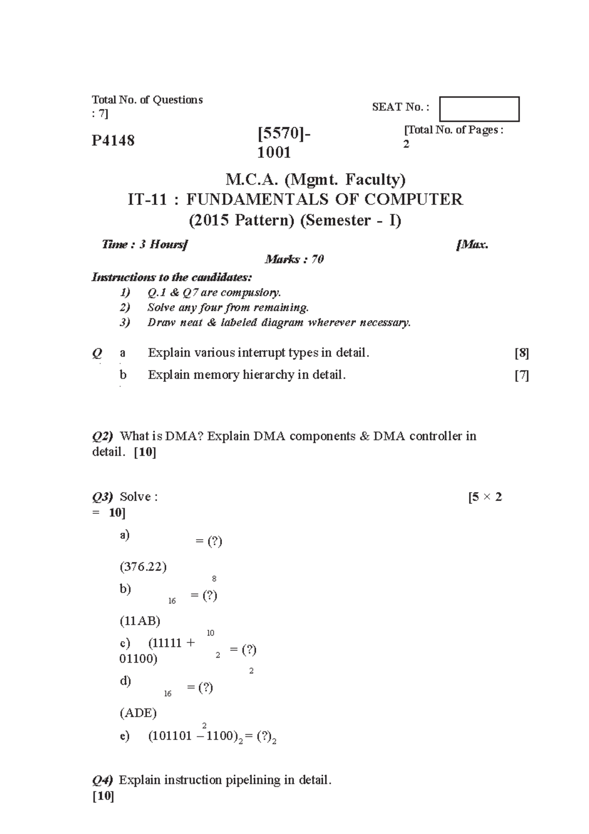 MCA [Mgmt] 2020-Sample Questions (7 files merged) - Copy - Total No. of ...