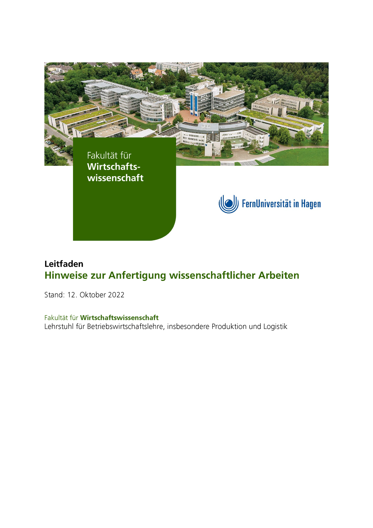 Hinweise Zur Anfertigung Wissenschaftlicher Arbeiten 2022-10-12 ...