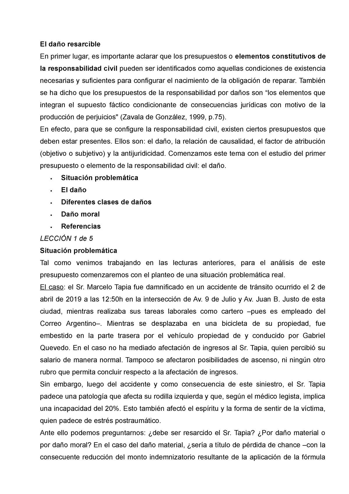 03-El daño resarcible - Lectura 3 - El daño resarcible En primer lugar ...