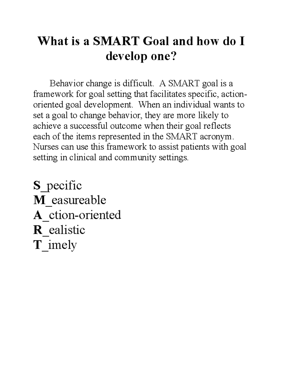 How to Create a Smart Goal - What is a SMART Goal and how do I develop ...