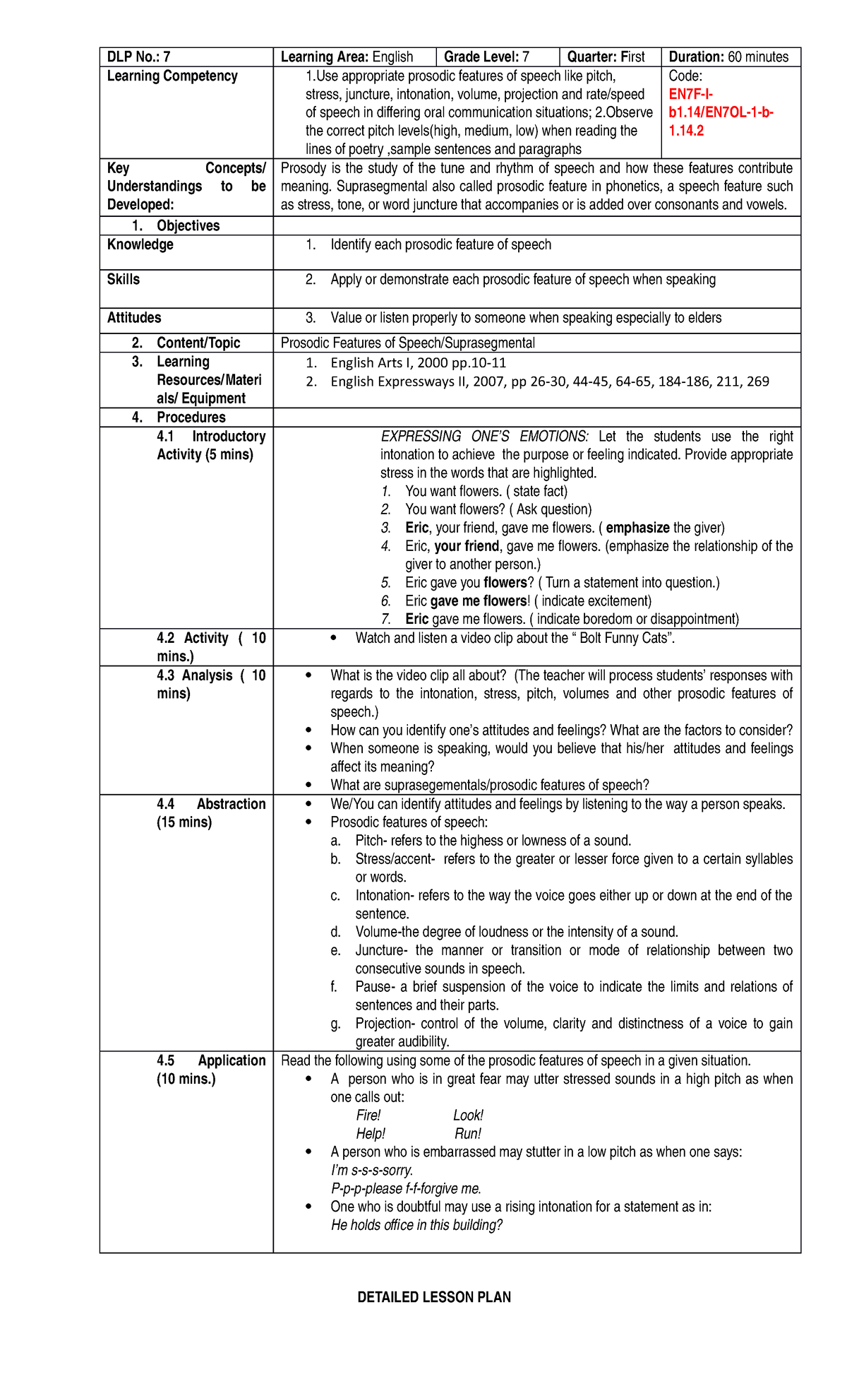 DAILY LESSON PLAN FOR GRADE 7 - WEEK 21 - BSED English - PangSU - Studocu