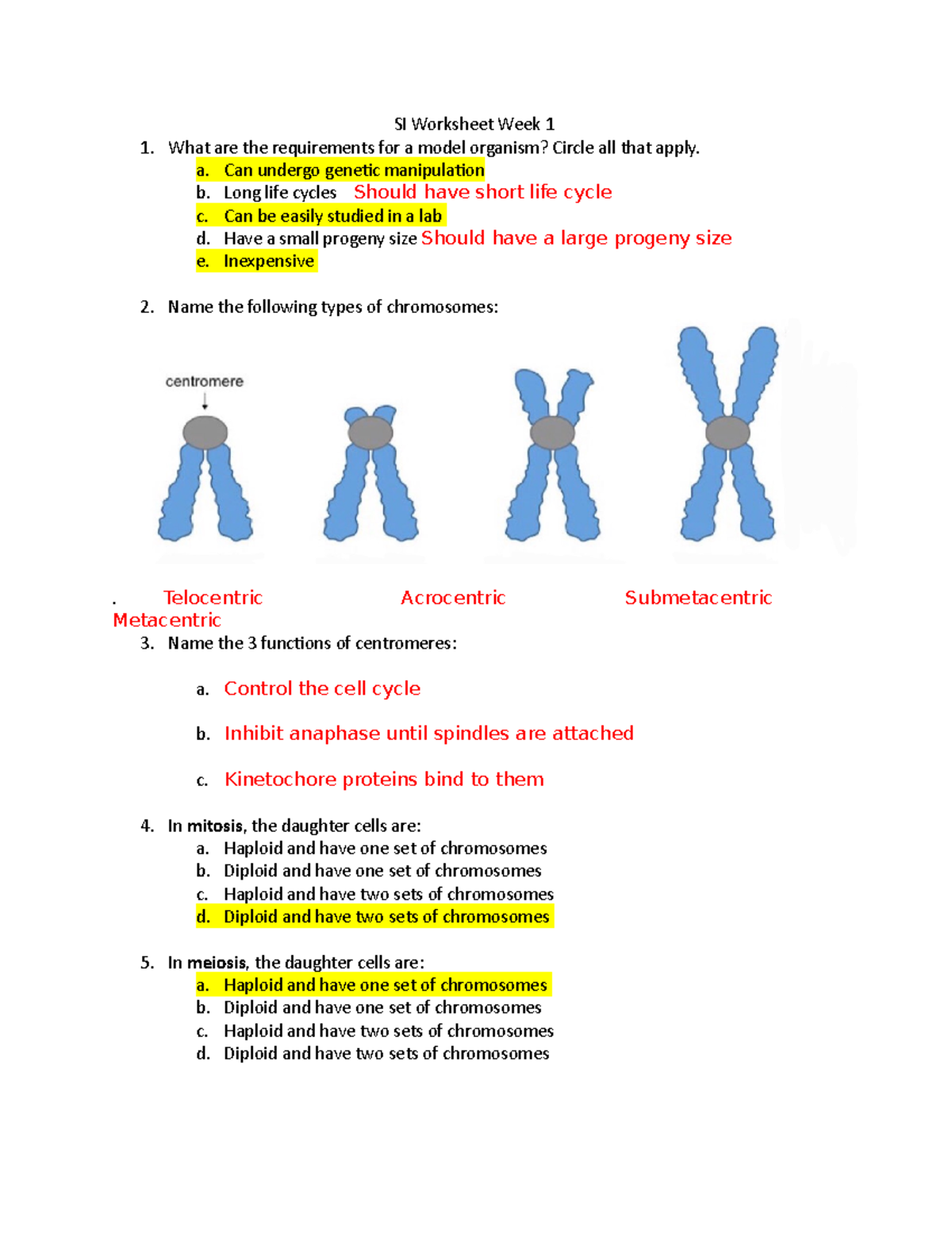 SI Worksheet Week 1 - Answers - SI Worksheet Week 1 What are the ...