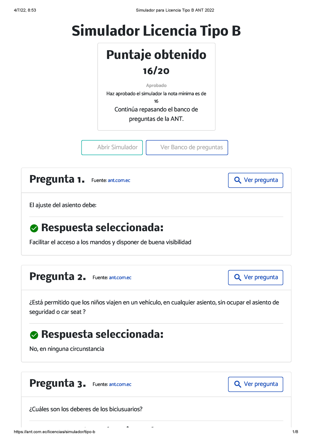 Simulador Para Licencia Tipo B ANT 2022 - 35 - Ant.com/licencias ...