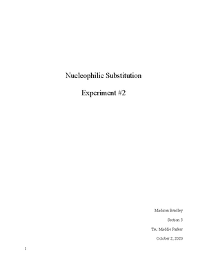 Nucleophilic Substitution Lab Report