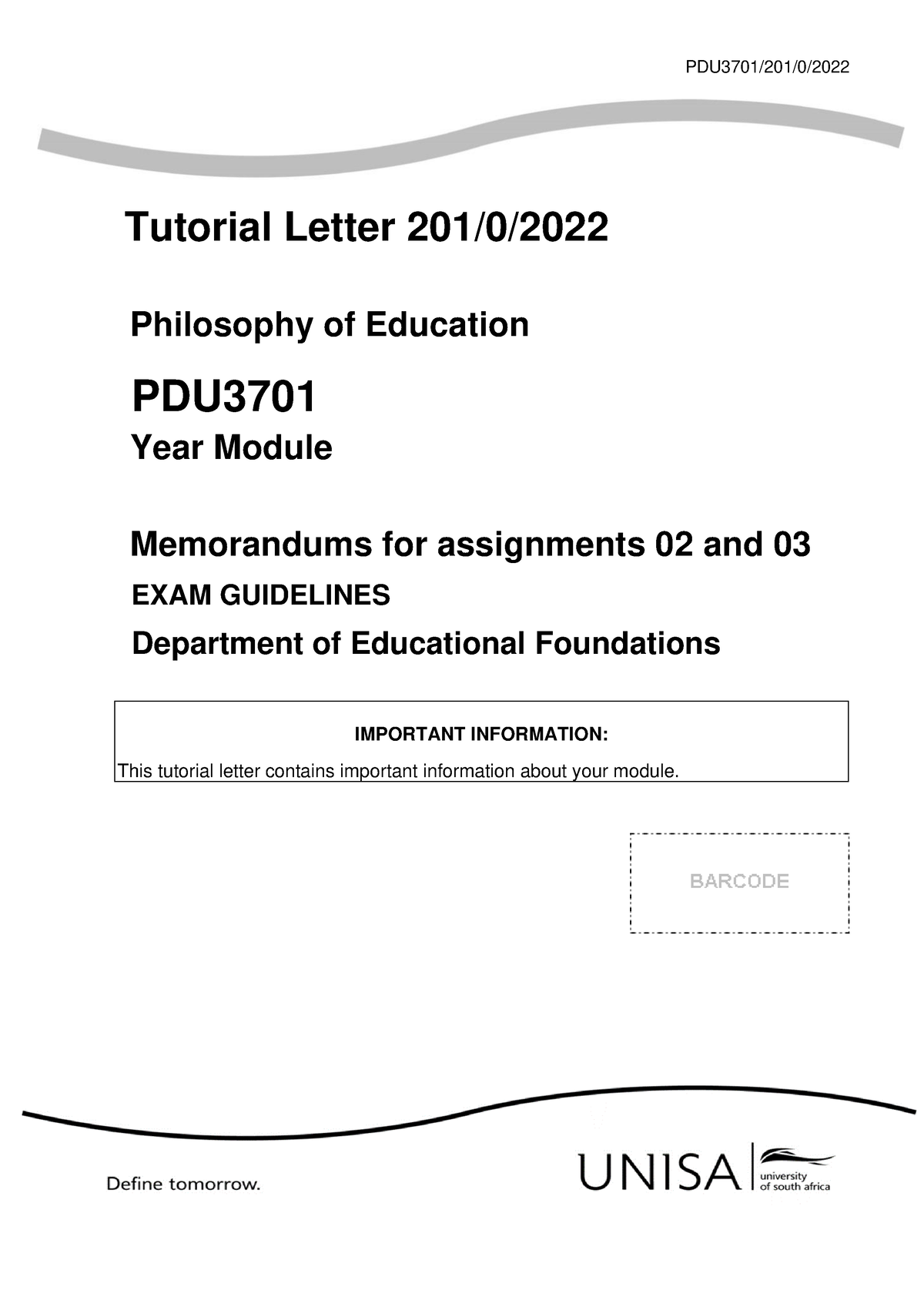 201 2022 0 B - Tut Letter - PDU3701/201/0/ Tutorial Letter 201/0 ...