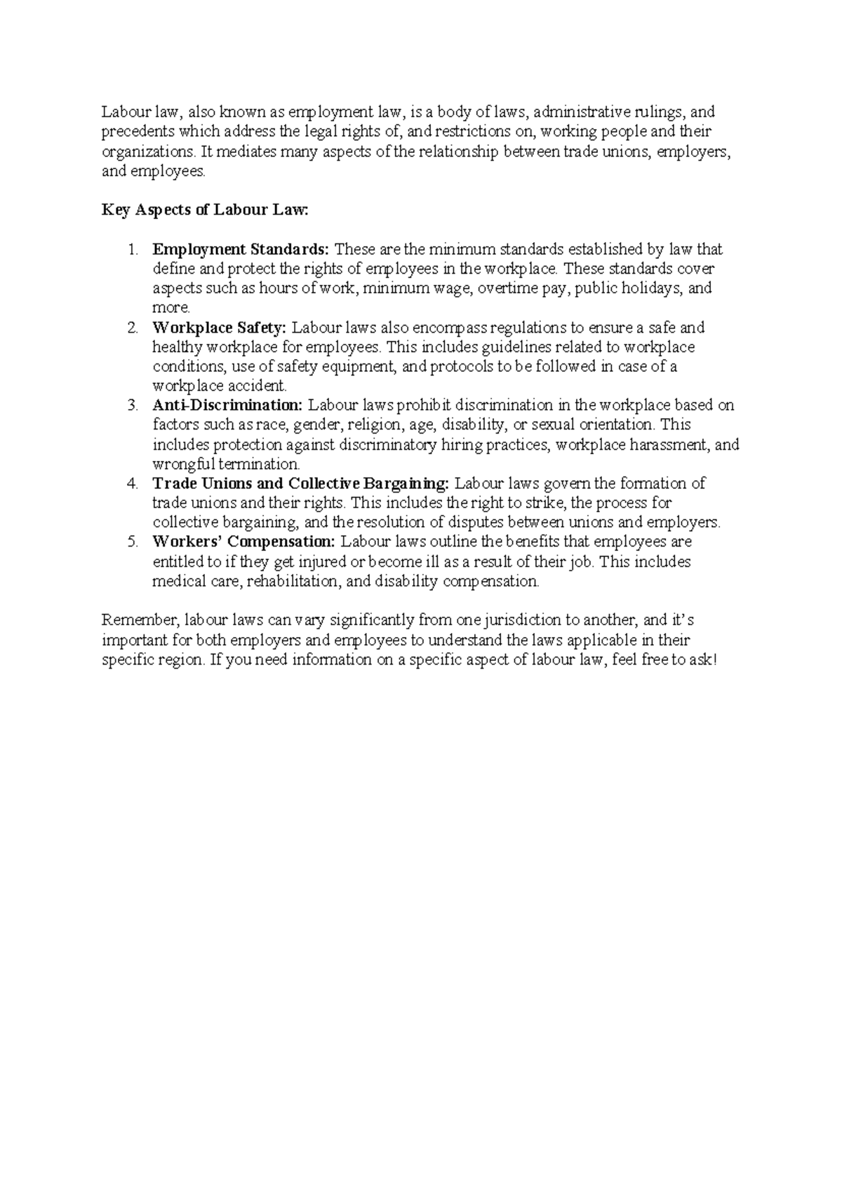 Labour Law - Good - Labour law, also known as employment law, is a body ...