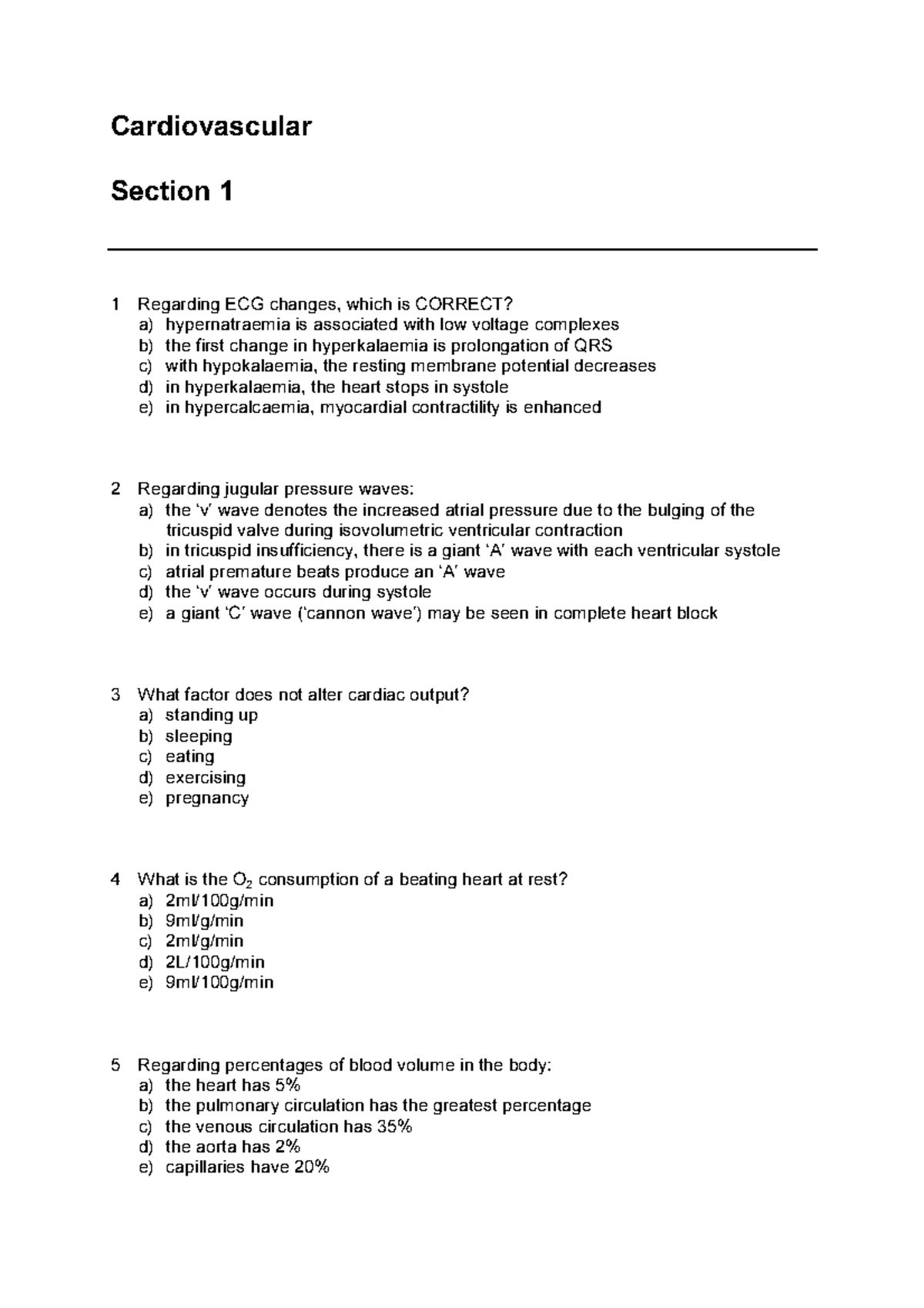 Phys_mcqs_Cardiovascular.pdf - Cardiovascular Section 1 1 Regarding ECG ...