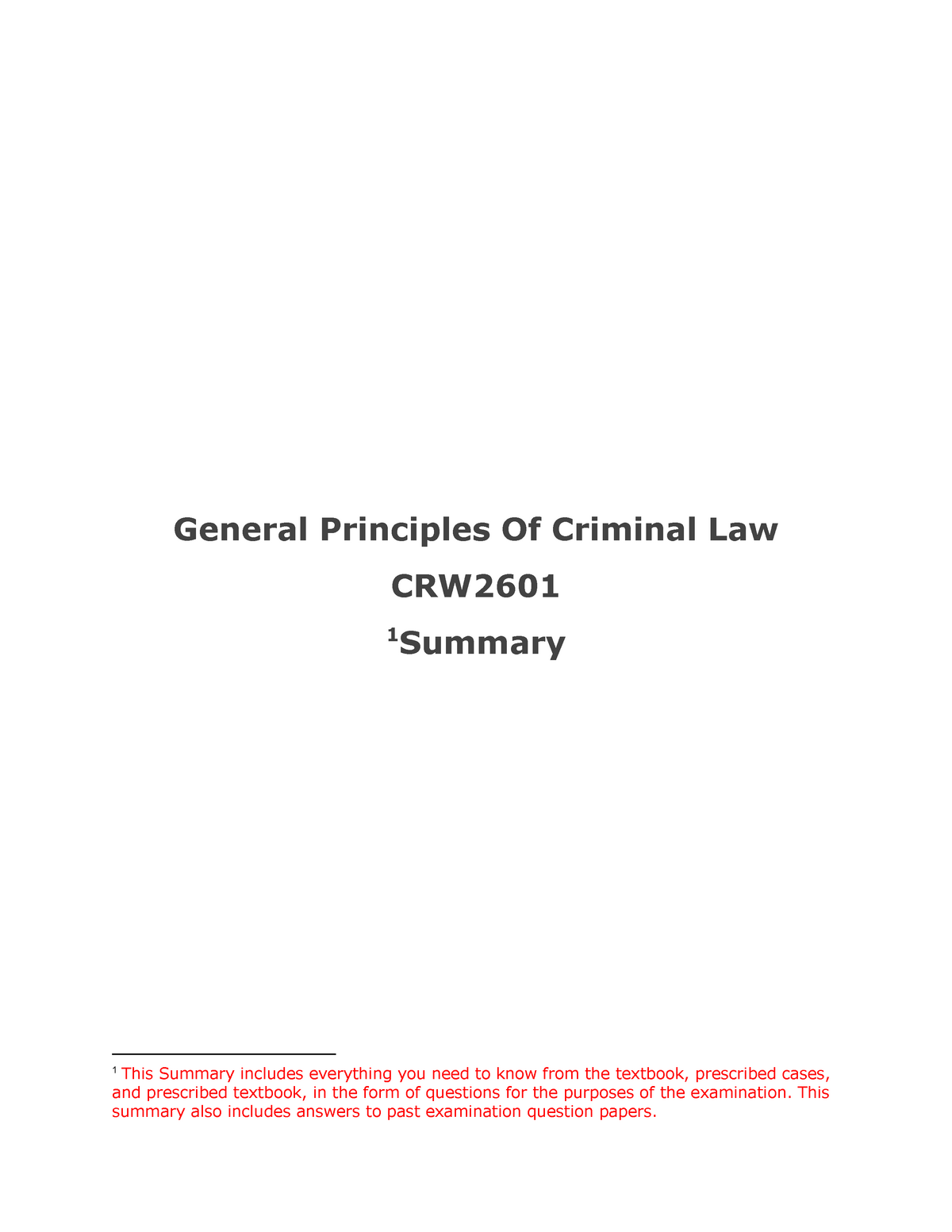 Crw2601 General Principles Of Criminal Law Summary Unit 1 7 General Principles Of Criminal 