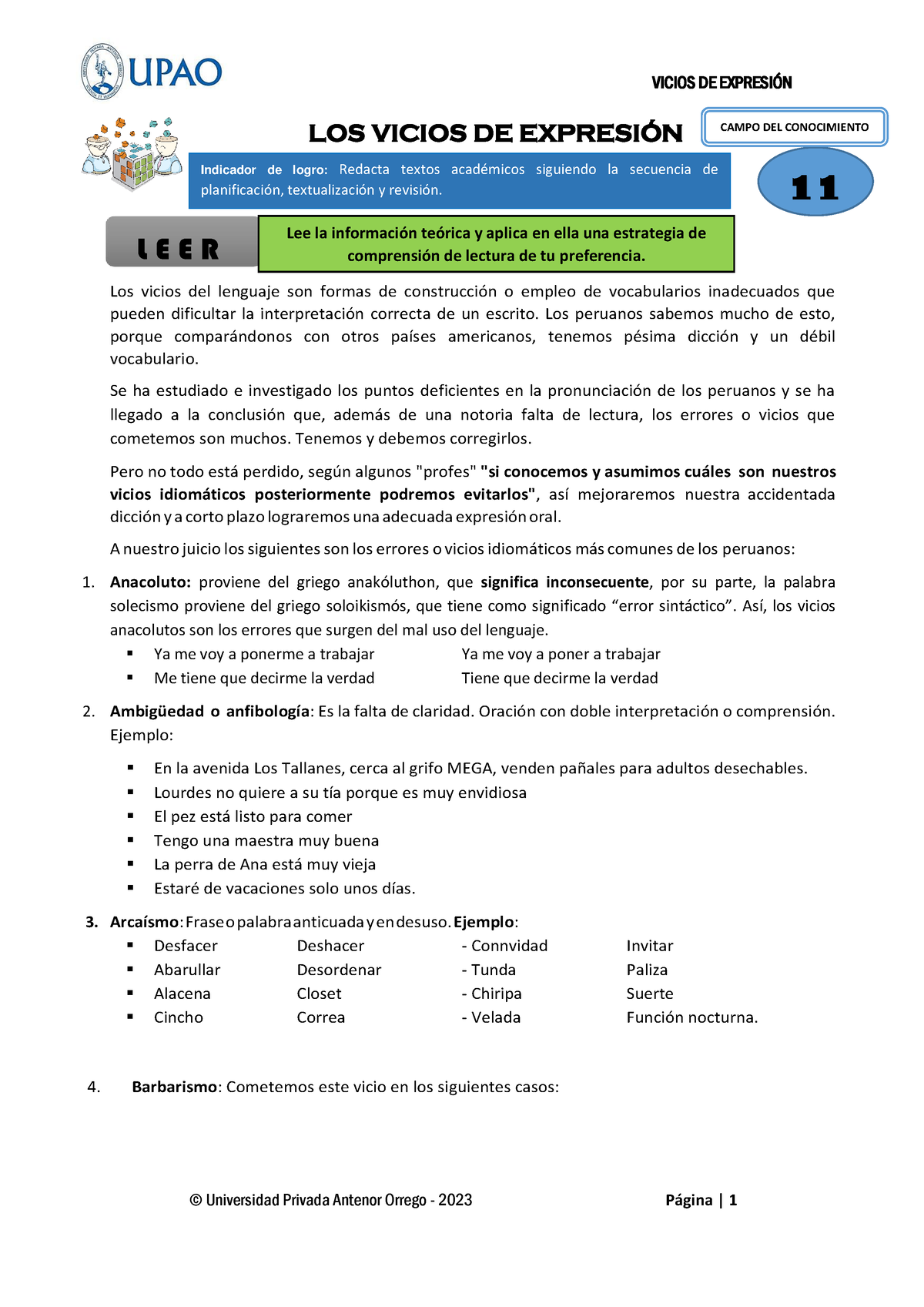 Vicios DE Expresión - Apuntes - LOS VICIOS DE EXPRESIÓN Los vicios del  lenguaje son formas de - Studocu