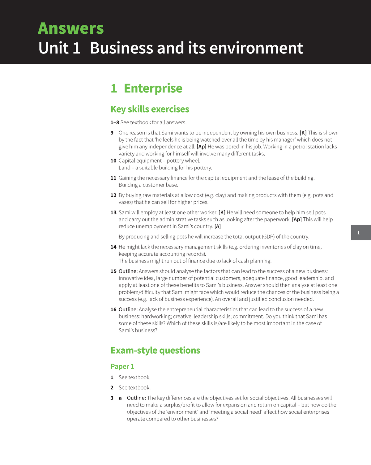 Cambridge International AS And A Level Business Workbook Answers - 1 ...