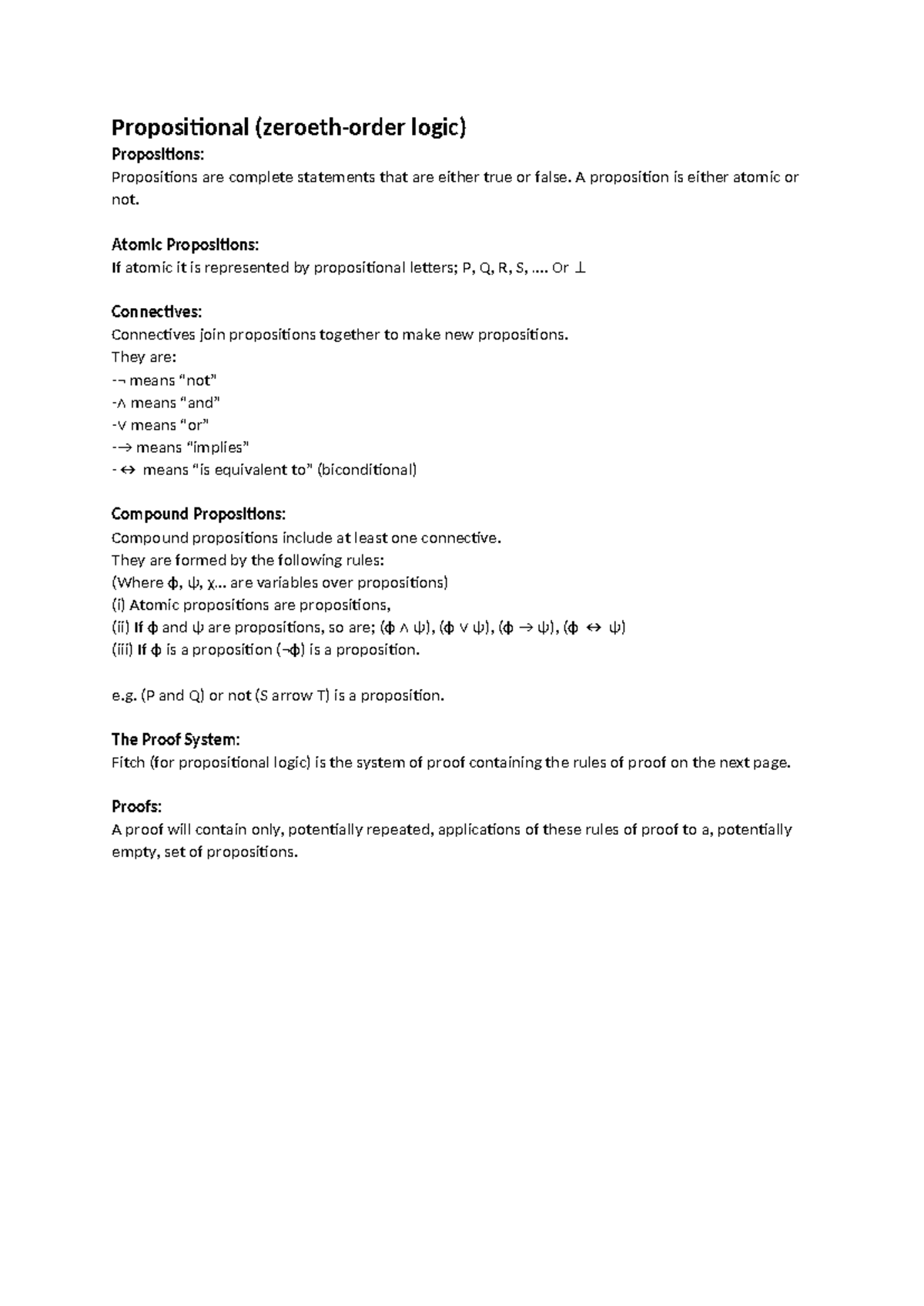 Logic I - Cheat Sheet - Propositional (zeroeth-order Logic ...