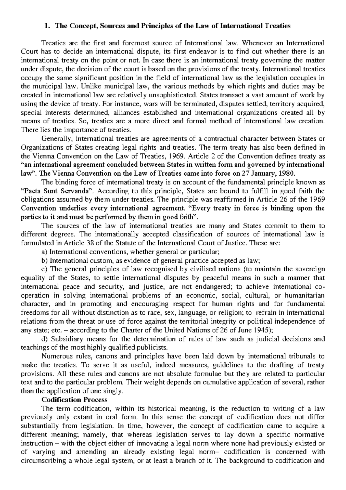 The law of international treaties - The Concept, Sources and Principles ...