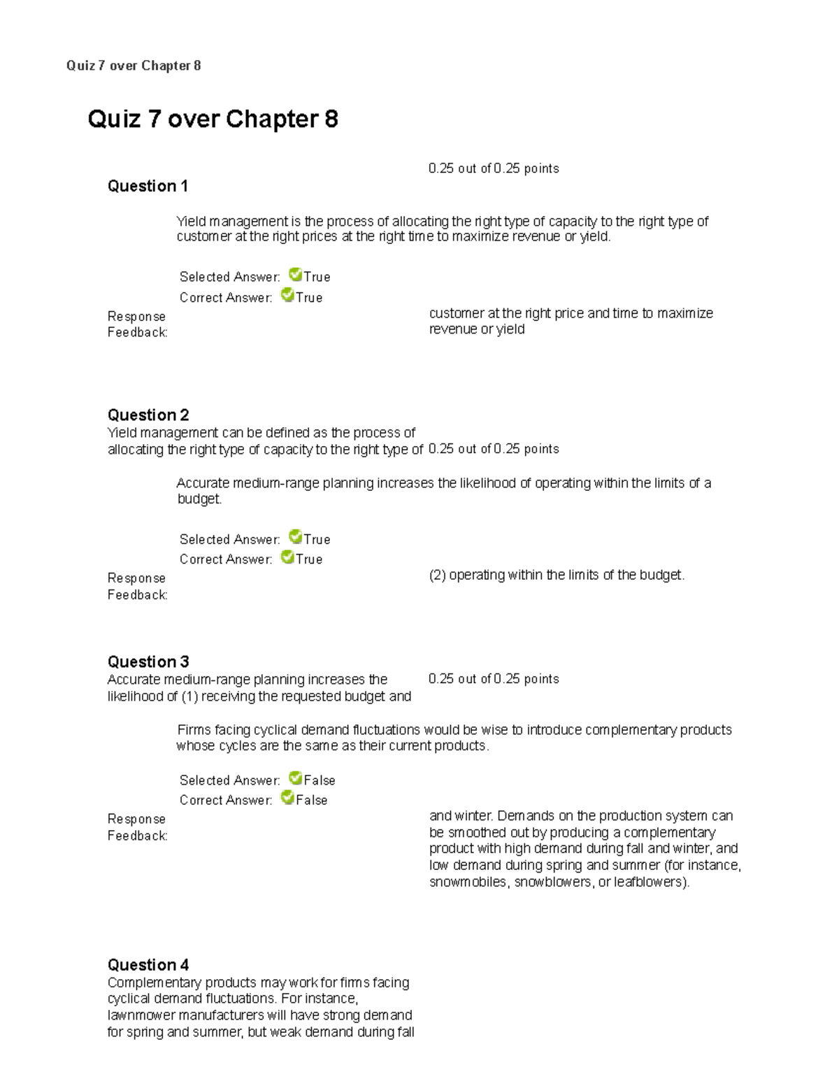 Quiz 7 Over Chapter 8 – POM 3310.. - Quiz 7 Over Chapter 8 Quiz 7 Over ...