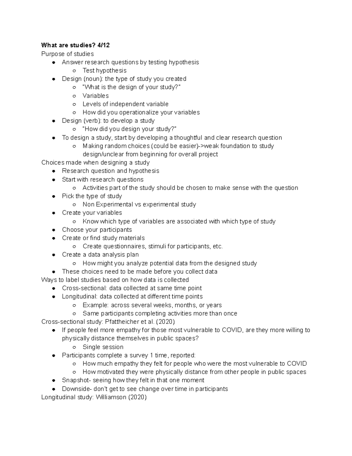 Research methods 3 - What are studies? 4/ Purpose of studies Answer ...