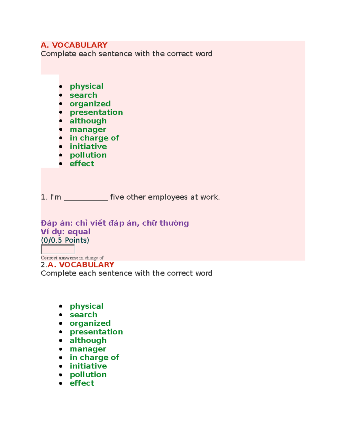 3 - tdhtrjhyjuryidju5 - A. VOCABULARY Complete each sentence with the ...