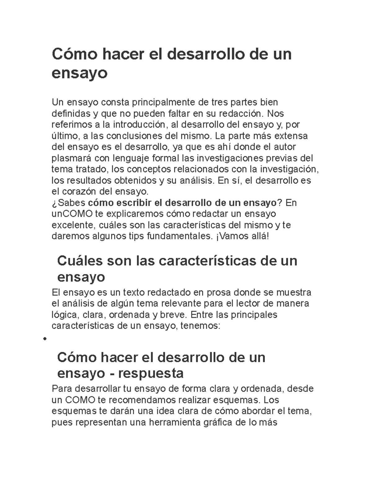 cómo hacer el desarrollo de un ensayo cómo hacer el desarrollo de un