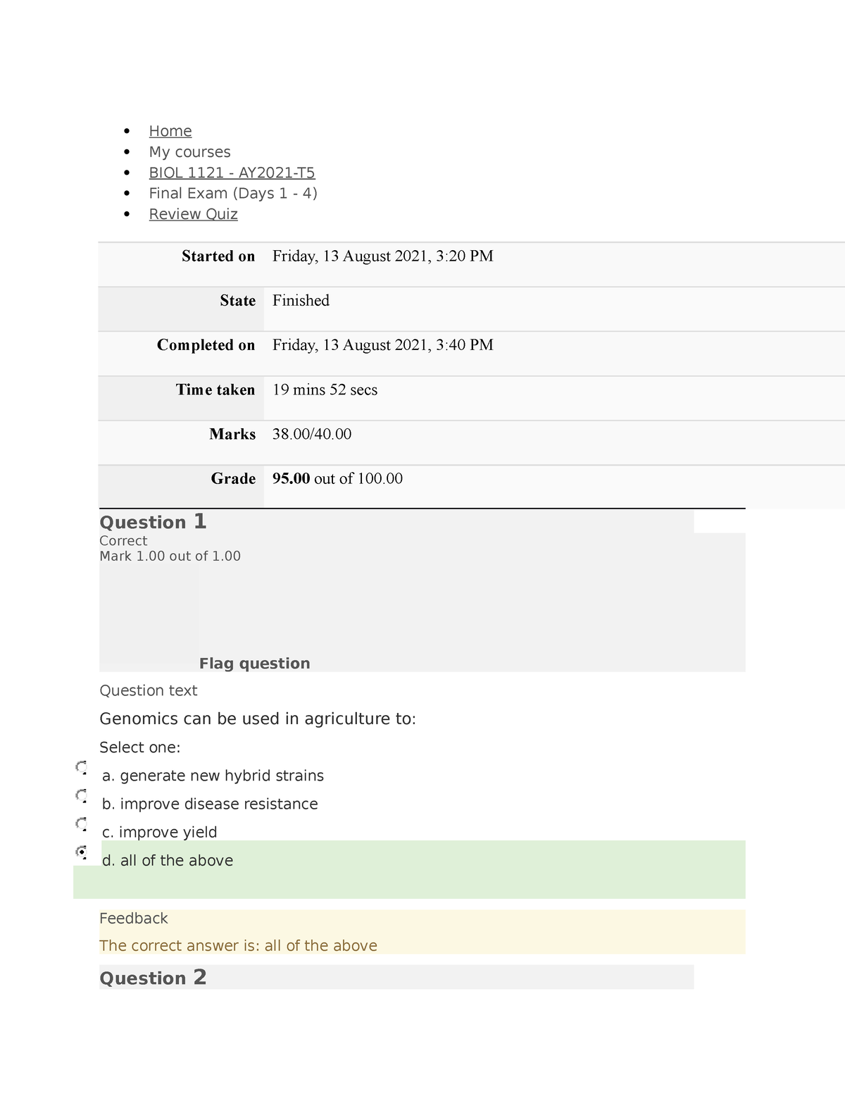 Review Quiz - Home My Courses BIOL 1121 - AY2021-T Final Exam (Days 1 ...