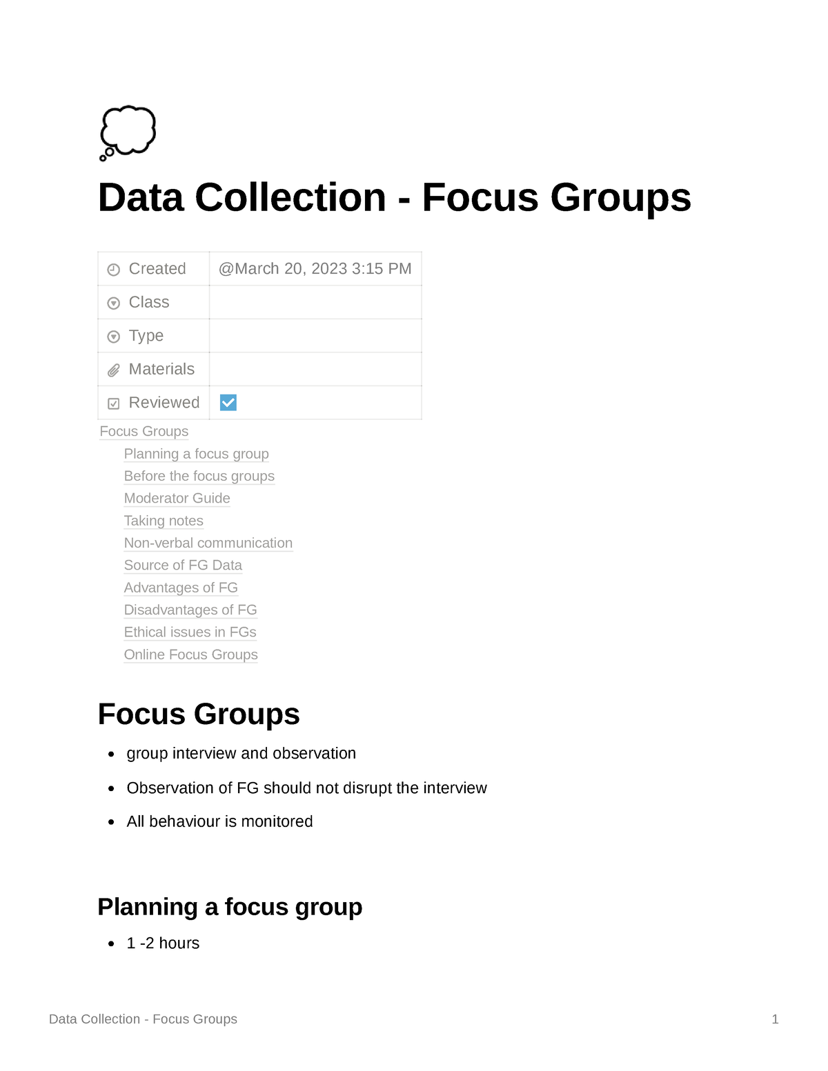 Data Collection Focus Groups Data Collection Focus Groups Created