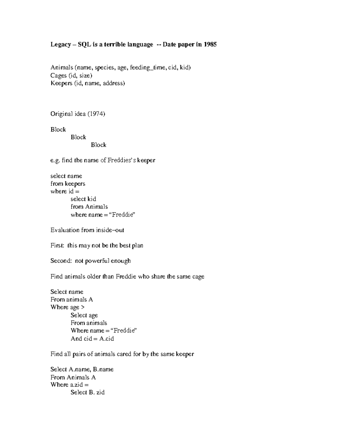 Schema design (MS) - Legacy – SQL is a terrible language - Date paper ...