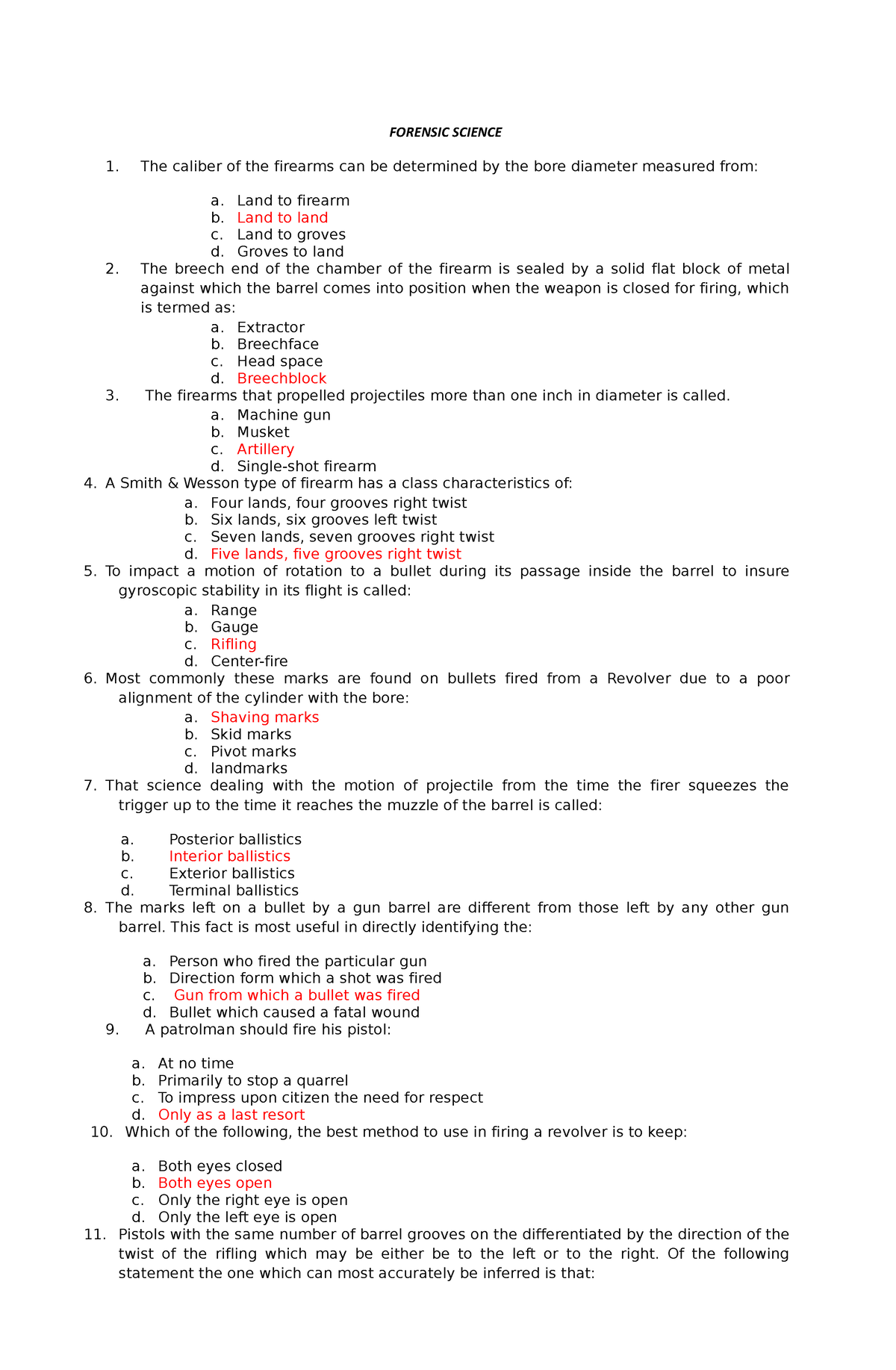 Table of Specifications-Based-New Curriculum in FS - FORENSIC SCIENCE ...