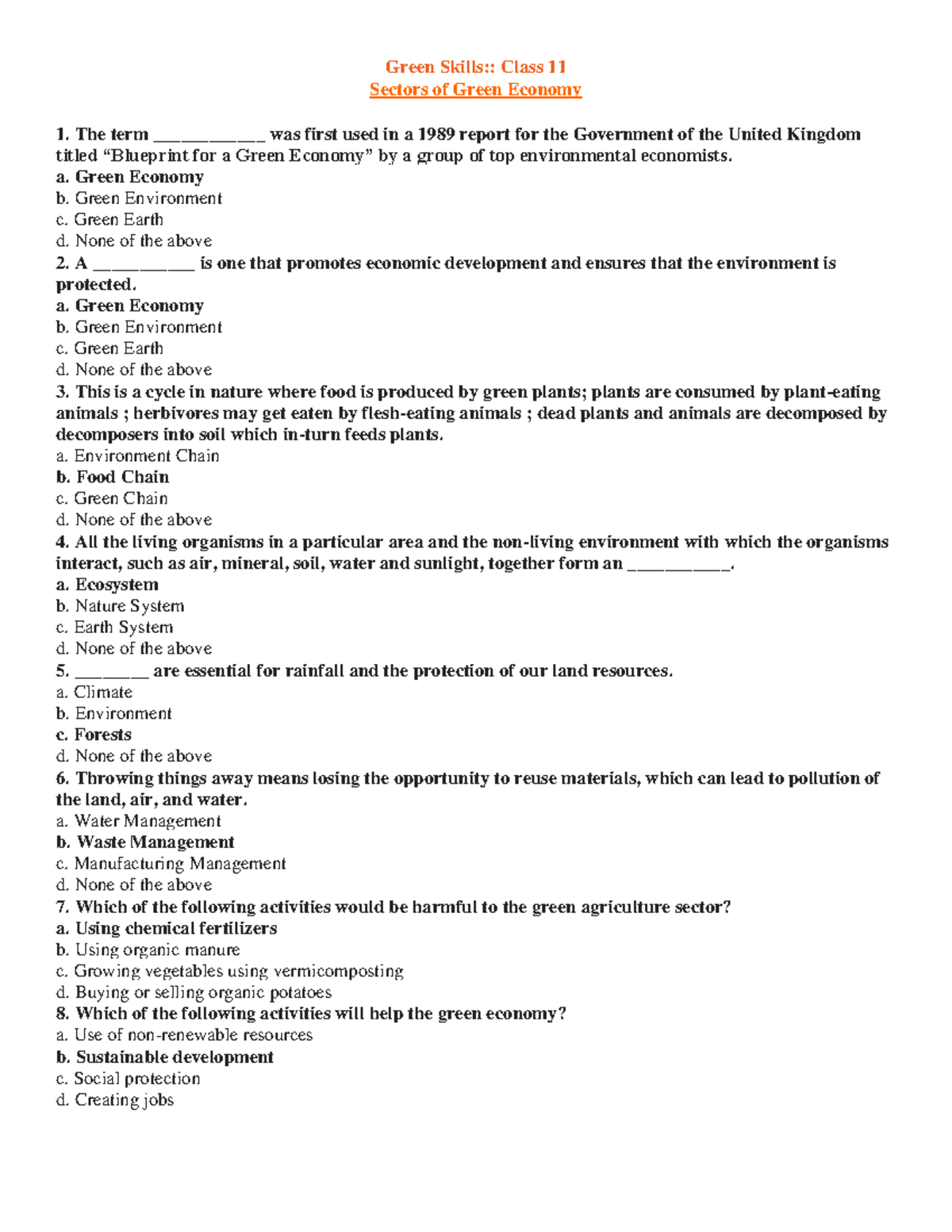 Green Skills Class 11 Questions and Answers - Green Skills:: Class 11 ...