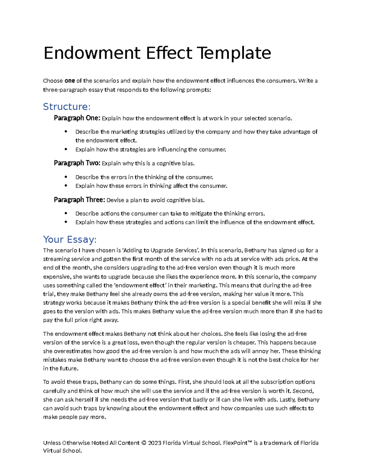 Endowment effect - FLVS personal finance module 1 - Endowment Effect ...