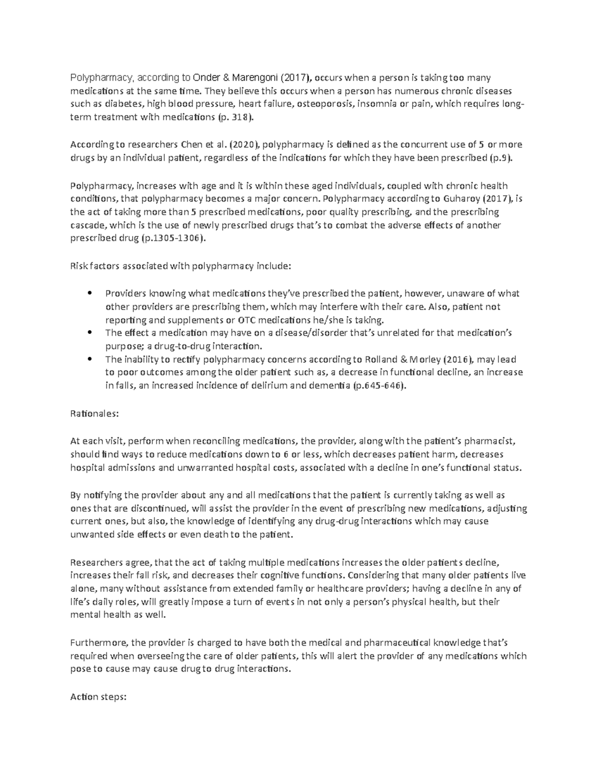 NR 601 Week 1 DB Polypharmacy - Polypharmacy, according to Onder ...