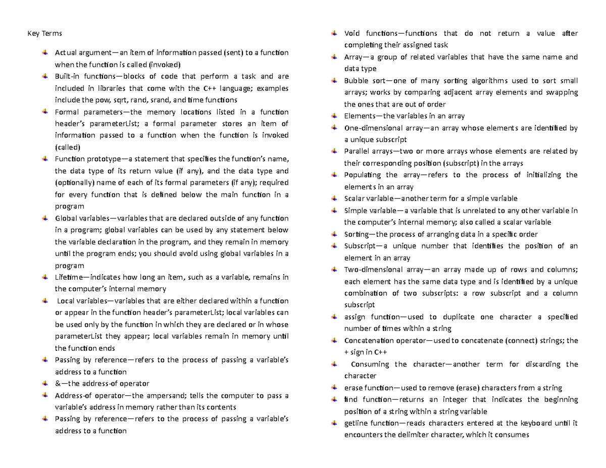 key-terms-functions-arrays-and-string-key-terms-actual-argument