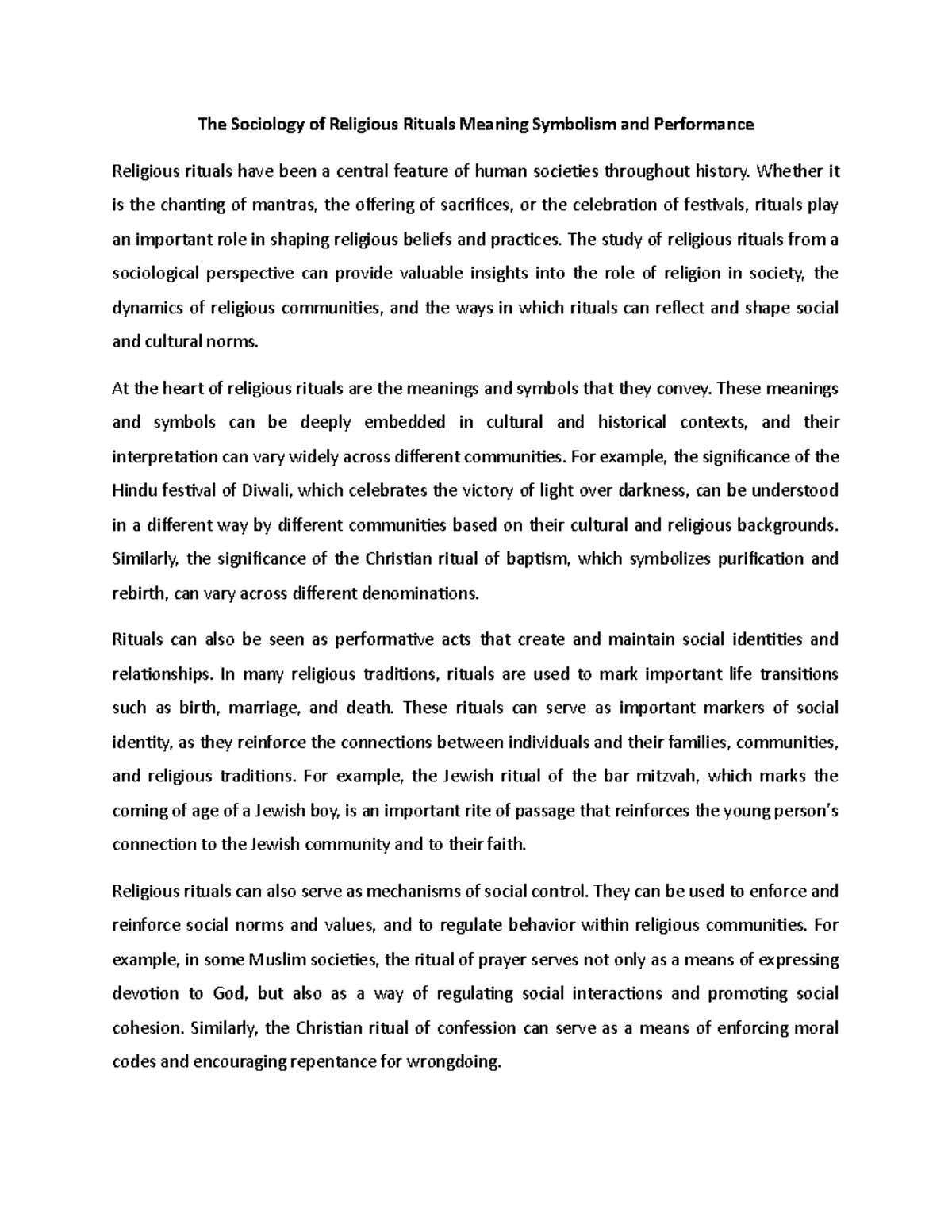 Sociology Of Religion - The Sociology of Religious Rituals Meaning ...