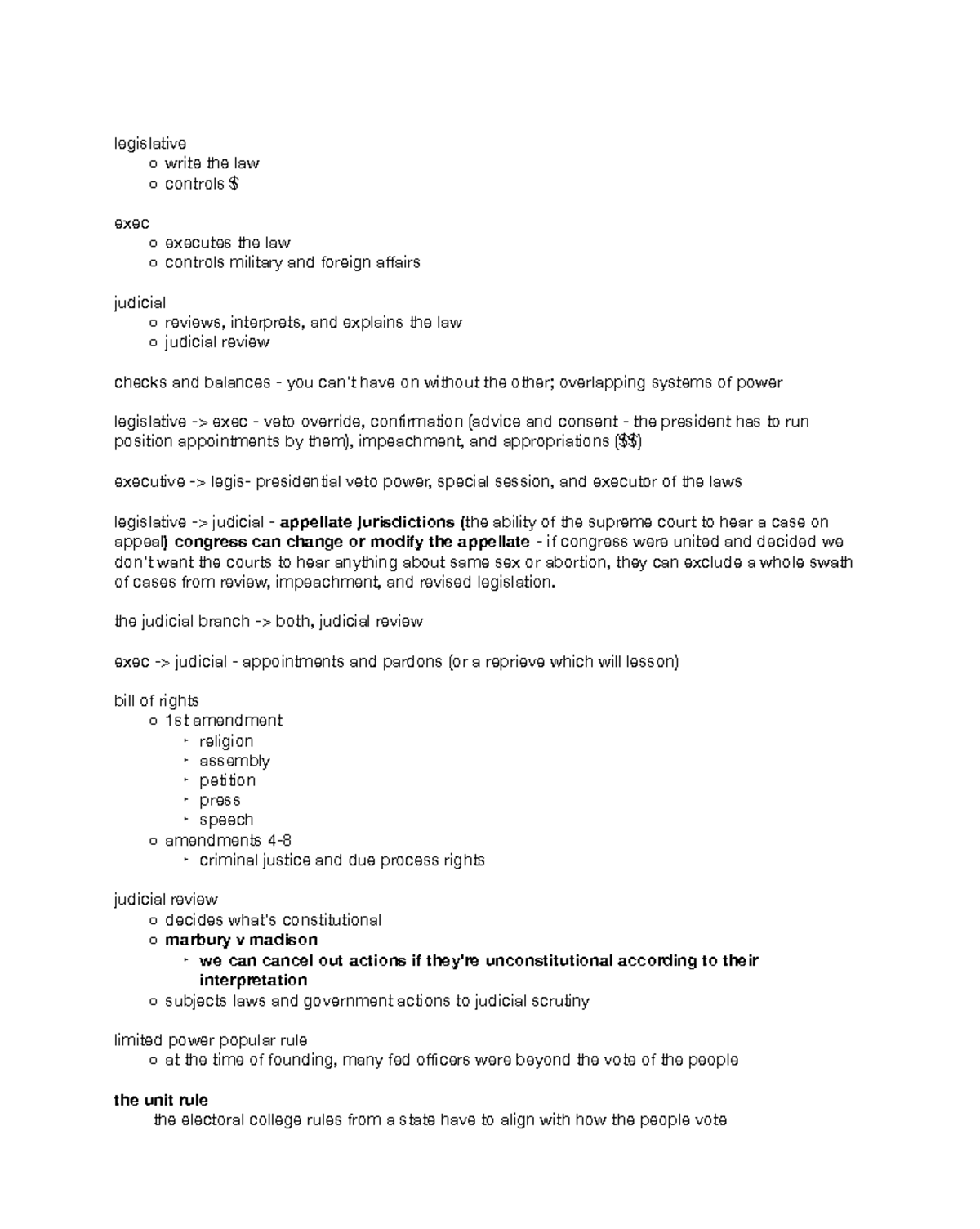 Chapter 2 cont - legislative write the law controls $ exec executes the ...
